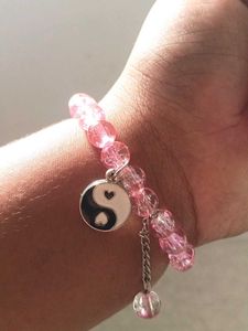 Yin Yang Pink Beaded Bracelet