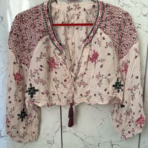 Embroidered Tassle Top