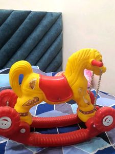 Vintage Yellow &amp; Red Rocking Horse
