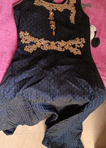 Nevy Blue Embroided Golden Work Gown