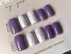 Purple Marble Press-On Nails
