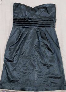 Bluish Grey Satin Bridal Dress