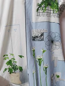 W Light Blue &amp; White Abstract Kurta -Asymmetrical