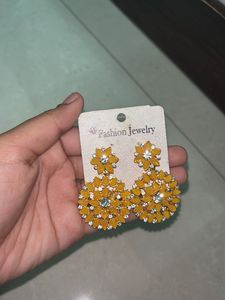 Yellow Floral Statement Earrings