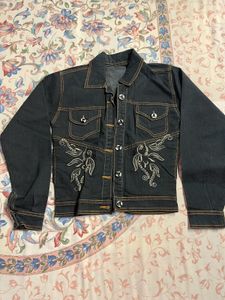 Denim Dark Blue Shade With Hand Work Jacket