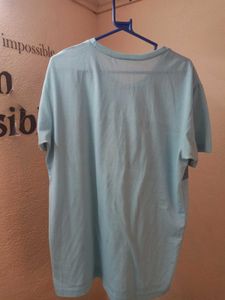 MEN Solid Round Neck Light Blue T-Shirt