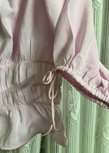 Pink Smocked Puff Sleeve Top