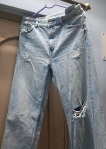 Women Bershka Wide Leg Jeans Ripped
