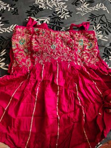 Pink Embroidered Dhoti Pant Set