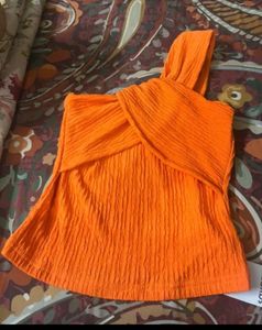 Chic Orange One-Shoulder Top