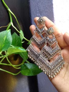 Oxidised chandelier earrings
