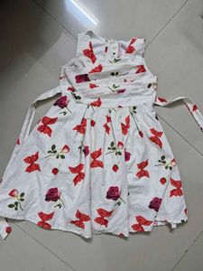 White Floral Printed Frock
