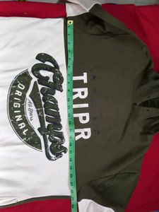 Olive Green And white Graphic Hoodie