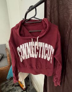 Maroon Connecticut Crop Hoodie