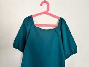 Elegant Teal Puff Sleeve Top