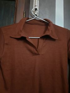 Coffee Brown Classy Women Crop Top