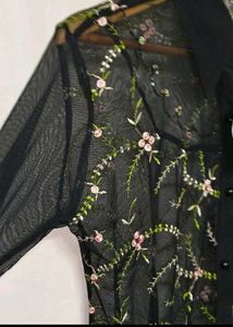 Floral Embroidered Mesh Top