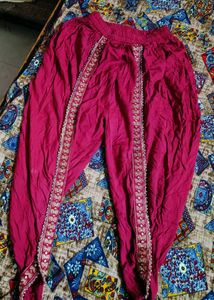 New Red Embroidered Palazzos