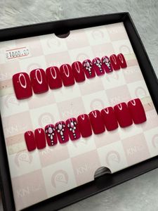 (New) Dark Pink Press on Nails/ Square/ Medium