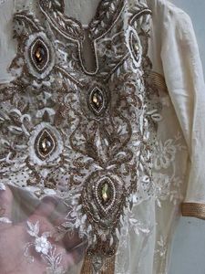 Cream Embroidered Salwar Kameez