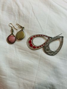 Pink Set Of Two Earrings