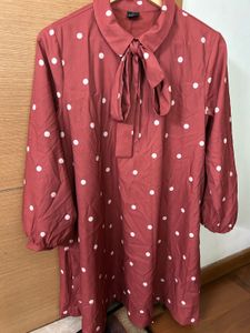 Polka Dot Tie Neck Maternity Dress