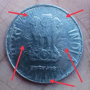Extra Metal Error 2 Rupees Coin 🪙 on one side