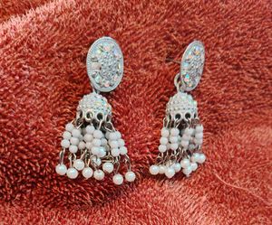 White Silver Jhumki