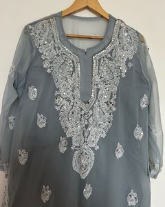 New Elegant Grey Lucknowi Kurta!