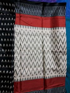 Brand New Black and White Ikat Saree