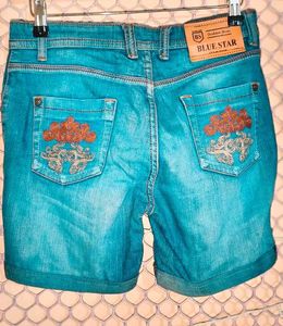 Size 28-30 Teal Denim Shorts For Women
