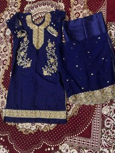 Red &amp; Gold Embroidered Indian Dress(Combo 2