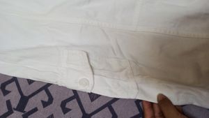 Low Waist White Cotton Cargo