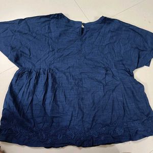 Blue Embroidered Top