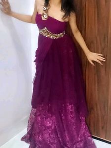 Elegant Purple Embellished Gown