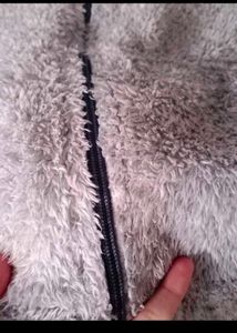 Fuzzy Grey Zip-Up Hoodie