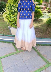 Navy blue and white lahenga