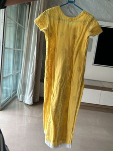 Reduced  price Yellow Chickenkari Kurta