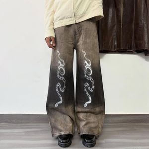 Bershka Wideleg Snakeprint Denim