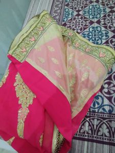 Elegant Pink Embroidered Saree with stylish embroi
