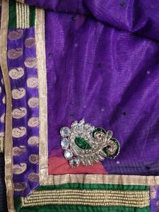 Purple Net Saree