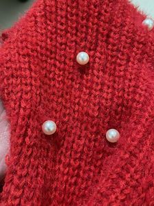 NO Boundaries knit red Pearl sweater for women