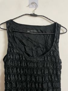 Zara Textured Dress Black
