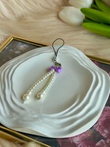 Pearl Phone Charm With Bow