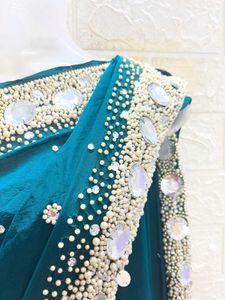 Green Motis And Stones Work Like New Saree
