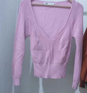 ZARA Pink Knit Sweater