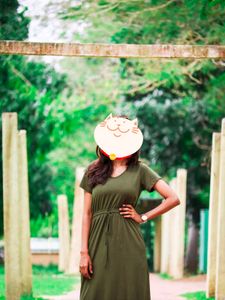 Women Olive Green Solid V-Neck Sheath Midi Dress