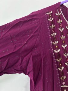 Elegant Purple Embroidered long Kurta size M