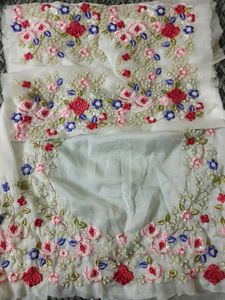 White Embroidery Saree