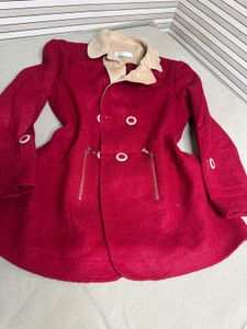Red Coat with Beige Collar